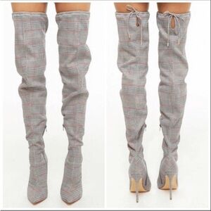 Forever 21 Glen Plaid Thigh-High Boots Size 9